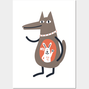 Wolf Yummie Bunny Posters and Art